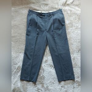 VTG Patrick James Men's USA Gray 100% Wool Double Pleated Dress Pants | 37x27